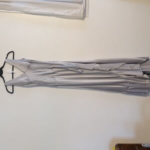 VINTAGE silk silver evening gown - size small